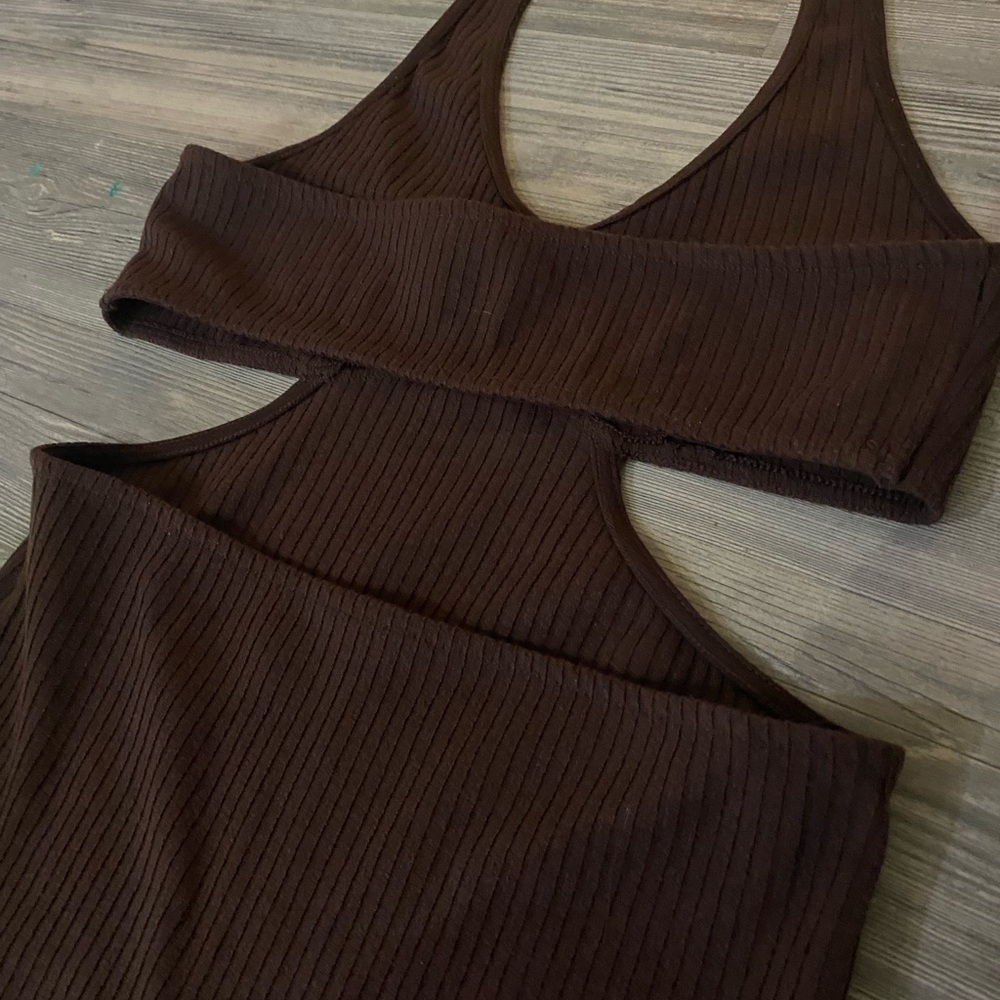 H&M Brown Ribbed Crop Dress - Picture 2 of 4